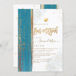 PixDezines Modern Abstract Tallit Bar Mitzvah Invi Invitation