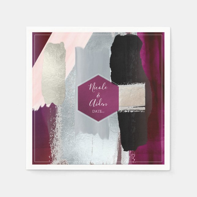 PixDezines Modern Art, Blush Burgundy Wedding Napkins (Front)