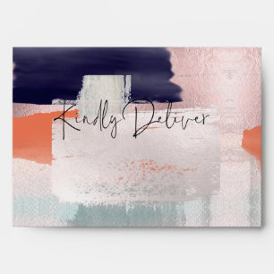 PixDezines Modern Art Color Block Blush+Navy Blue Envelope