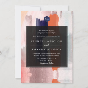 PixDezines Modern Art Color Block Navy Blush Invitation