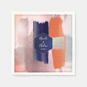 PixDezines Modern Art, Navy+Rose Gold Napkins