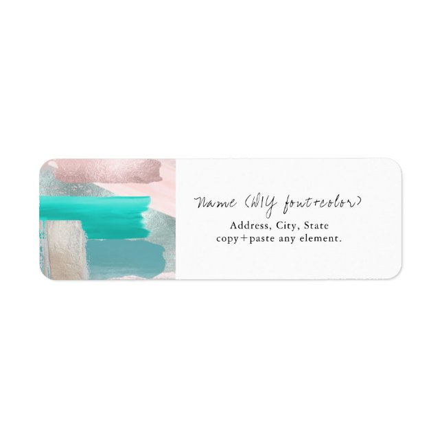 PixDezines Modern Art Watercolor Aqua Blush Label (Front)