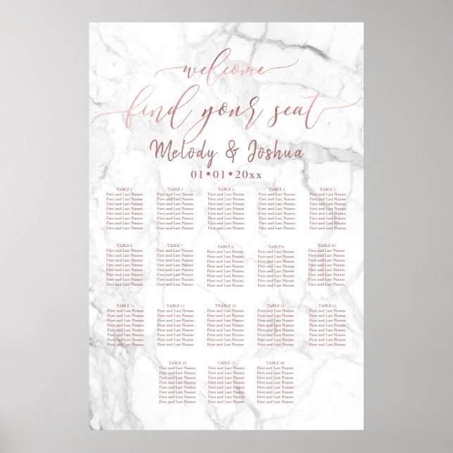 PixDezines Modern Calligraphy Font, Seating Chart (Front)