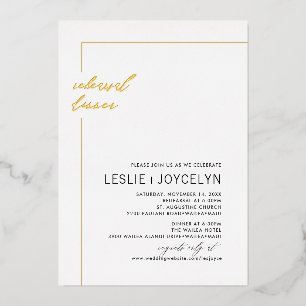 PixDezines Modern Minimal Rehearsal Dinner Foil Invitation