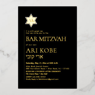 PixDezines Modern Minimalist Bar Mitzvah Foil Invitation