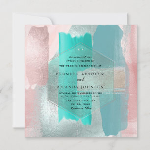 PixDezines Modern Watercolor Aqua Teal Blush Sage Invitation