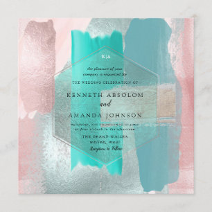 PixDezines Modern Watercolor Aqua Teal Blush Sage Invitation