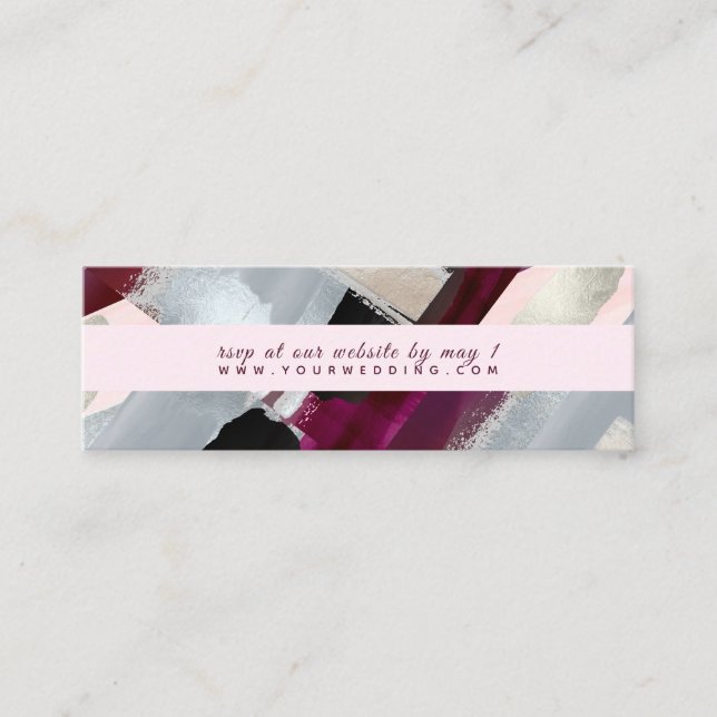 PixDezines Modern Watercolor Burgundy web RSVP Mini Business Card (Front)