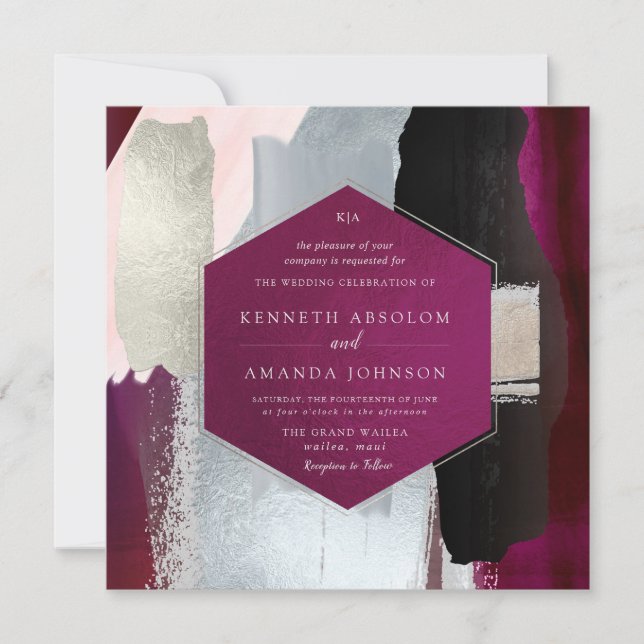 PixDezines Modern Watercolor Masala Red Grey Invitation (Front)