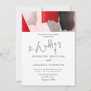 PixDezines Modern Watercolor Red Black Invitation