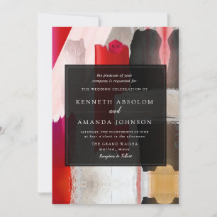 PixDezines Modern Watercolor Red Black Invitation