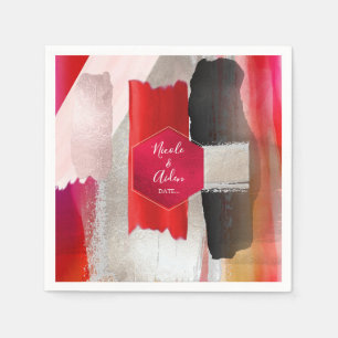 PixDezines Modern Watercolor Red Black Napkins