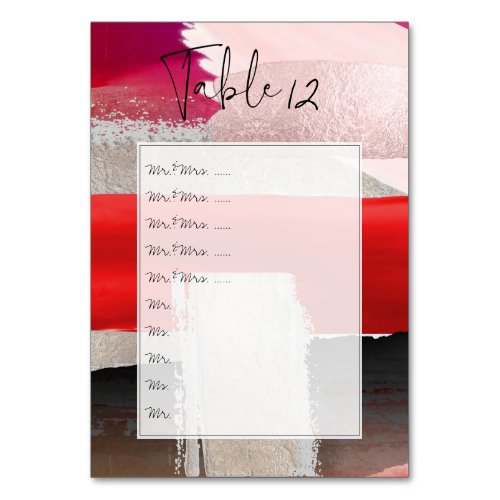 PixDezines Modern Watercolor Red Black Table Number