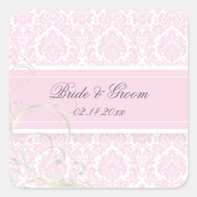 PixDezines moiré damask wedding stickers (Front)