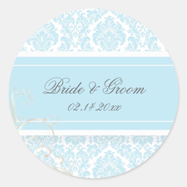 PixDezines moiré damask wedding stickers (Front)