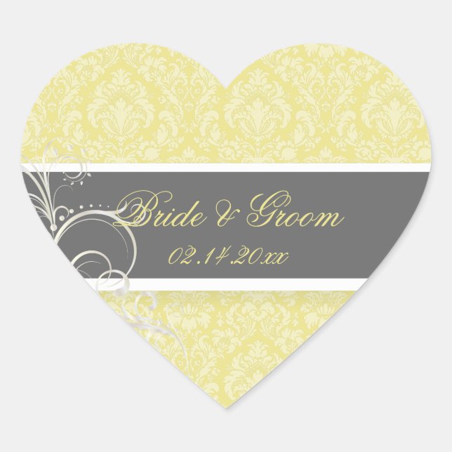 PixDezines moiré damask wedding stickers (Front)