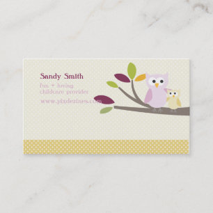 PixDezines Mommy + Baby owls childcare Calling Card