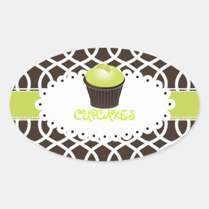 PixDezines monaco trellis+cupcake/DIY color Oval Sticker
