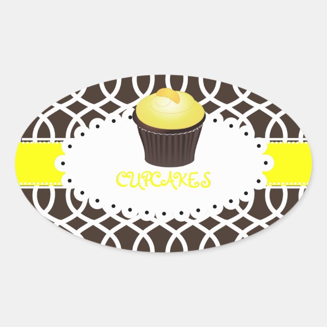 PixDezines monaco trellis+cupcake/DIY color Oval Sticker (Front)
