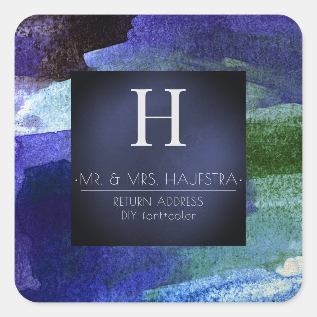 PixDezines Monogram, Blush+Silver+Red Color Block Square Sticker (Front)