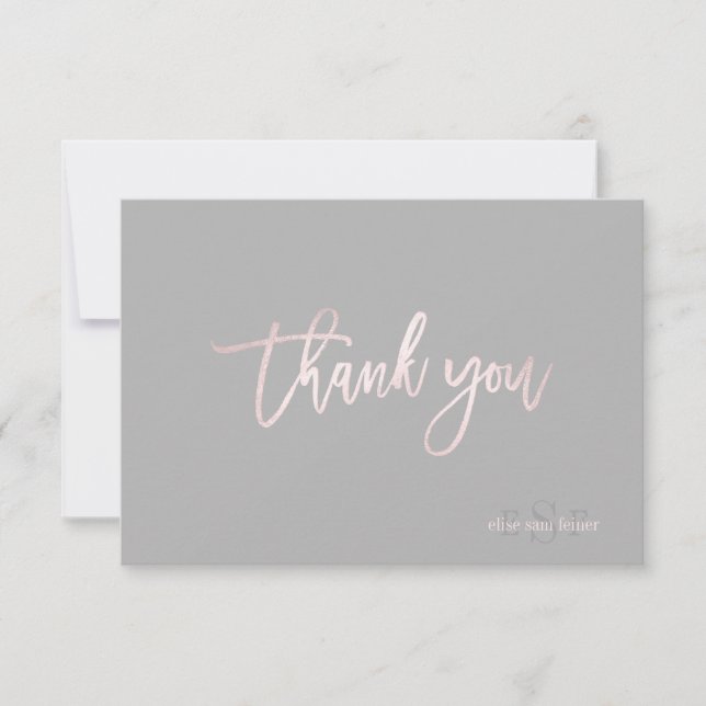 PixDezines Monogram Blush Thank You/flat Thank You Card (Front)