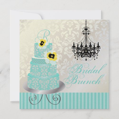 PixDezines monogram bridal blue wedding cake Invitation