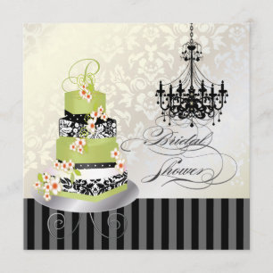 PixDezines monogram bridal, green tea cake Invitation