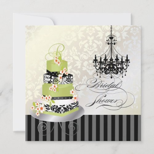 PixDezines monogram bridal green tea cake Invitation