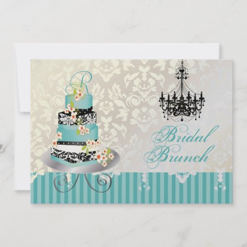 PixDezines monogram bridal, teal wedding cake Custom Invites