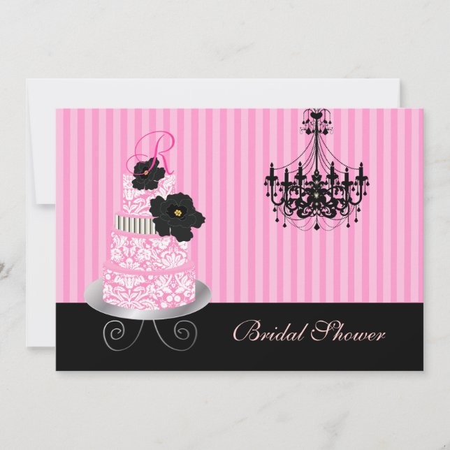 PixDezines monogram cake, bridal shower Invitation (Front)