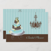 PixDezines monogram cake/teal blue, bridal shower Invitation (Front/Back)