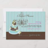 PixDezines monogram cake/teal blue, bridal shower Invitation (Back)