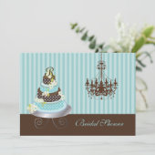 PixDezines monogram cake/teal blue, bridal shower Invitation (Standing Front)