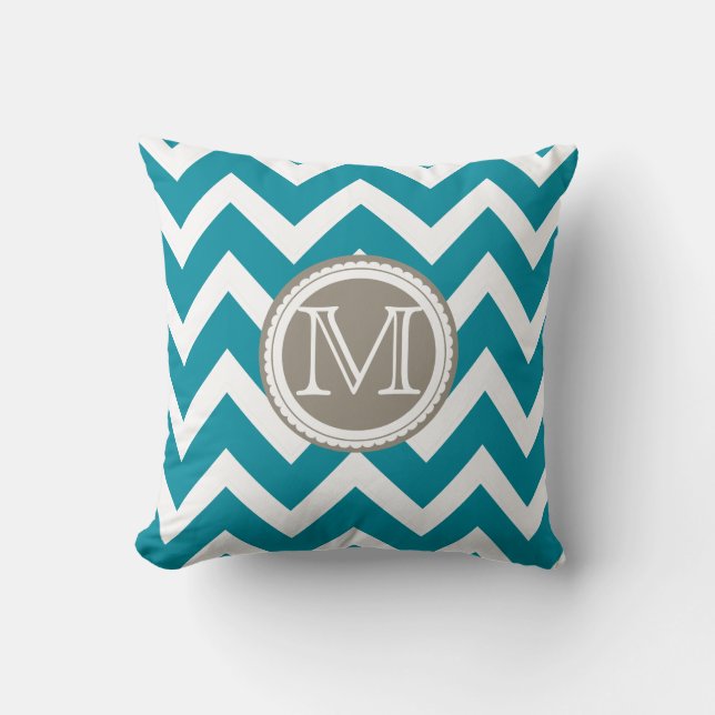 PixDezines monogram diy color/chevron pattern Throw Pillow (Front)
