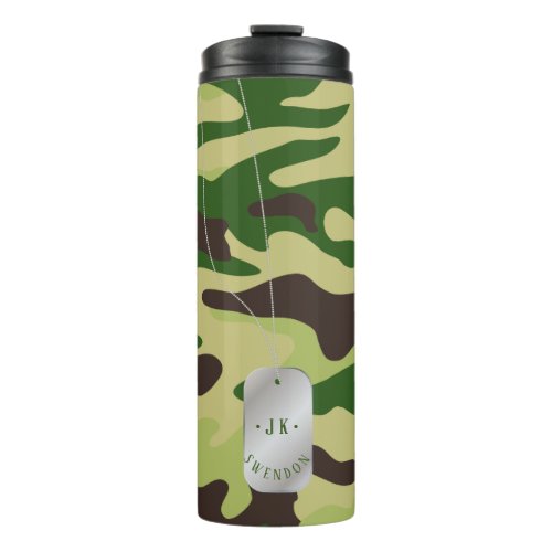 PixDezines Monogram Dogtag Forest Green Camouflage Thermal Tumbler