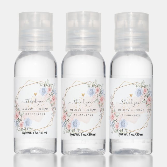 PixDezines Monogram Dusty Blush+ Blue Roses Hand S Hand Sanitizer (Set)