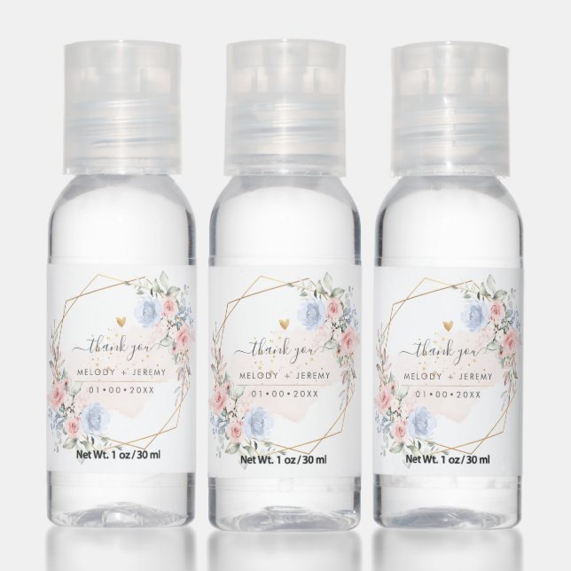 PixDezines Monogram Dusty Blush+ Blue Roses Hand S Sanitizer (Set)