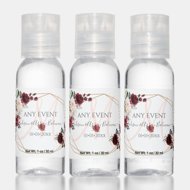 PixDezines Monogram Dusty Blush+ Navy Blue Roses Hand Sanitizer (Set)