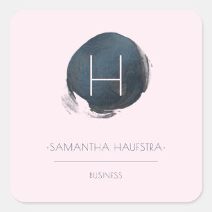 PixDezines Monogram Faux Foil Slate Blue Square Sticker