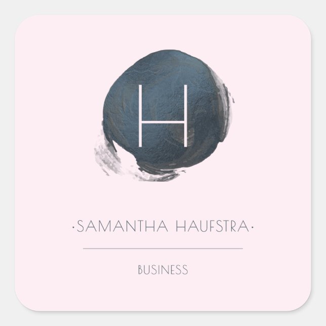 PixDezines Monogram Faux Foil Slate Blue Square Sticker (Front)