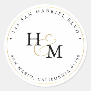 PixDezines Monogram Faux Gold Script Ampersand   C Classic Round Sticker