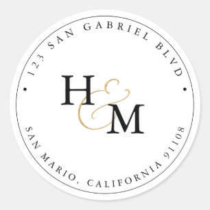 PixDezines Monogram Faux Gold Script Ampersand   Classic Round Sticker