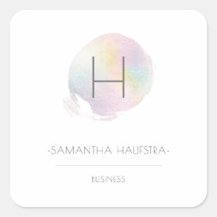 PixDezines Monogram Faux Holographic Square Sticker