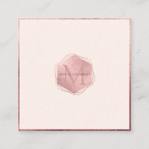 PixDezines MONOGRAM/FAUX ROSE GOLD, BLUSH PINK Square Business Card