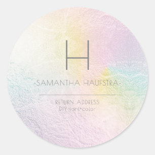 PixDezines Monogram Holographic Color Faux Foil Classic Round Sticker