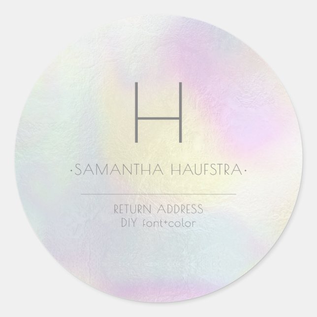 PixDezines Monogram Holographic Faux Foil Classic Round Sticker (Front)