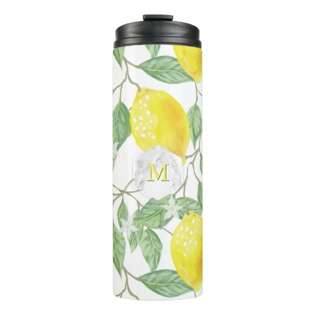 PixDezines MONOGRAM LEMON PATTERN Thermal Tumbler (Front)