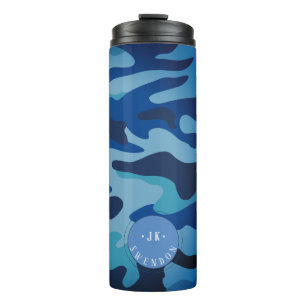 PixDezines Monogram Marine Blue Camouflage Thermal Tumbler