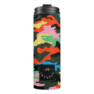 PixDezines Monogram Neon Colors Camouflage Thermal Tumbler