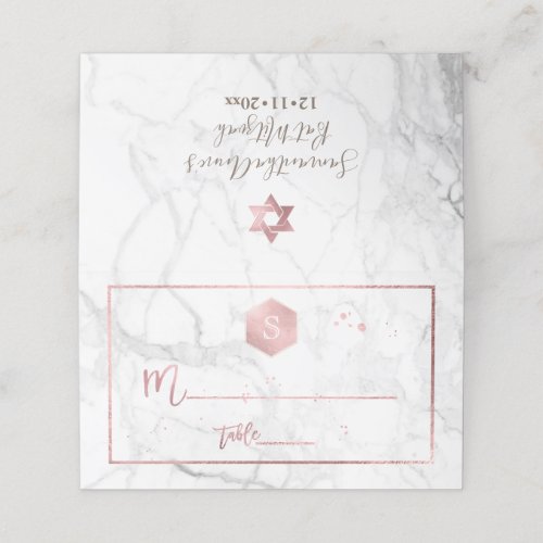 PixDezines Monogram Rose Gold HoneycombMarble Place Card